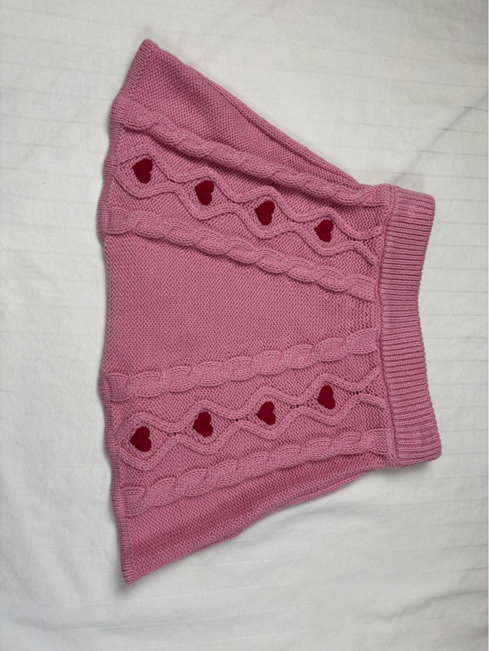 NWT Mini Boden 2-3 y Pink Cable-Knit Sweater skirt with Hearts